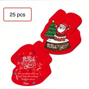 25 Pcs Red Santa Thank You Cards NWT